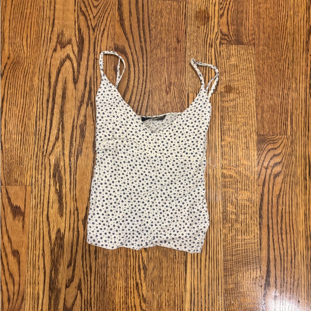 Brandy Melville White and Black Polka Dot Camisole